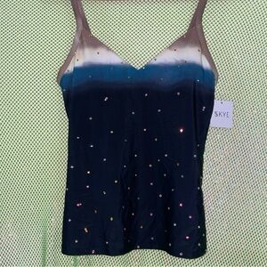Sky Blue Spaghetti Strap Sleeveless Sequin Camisole CUSTOM
